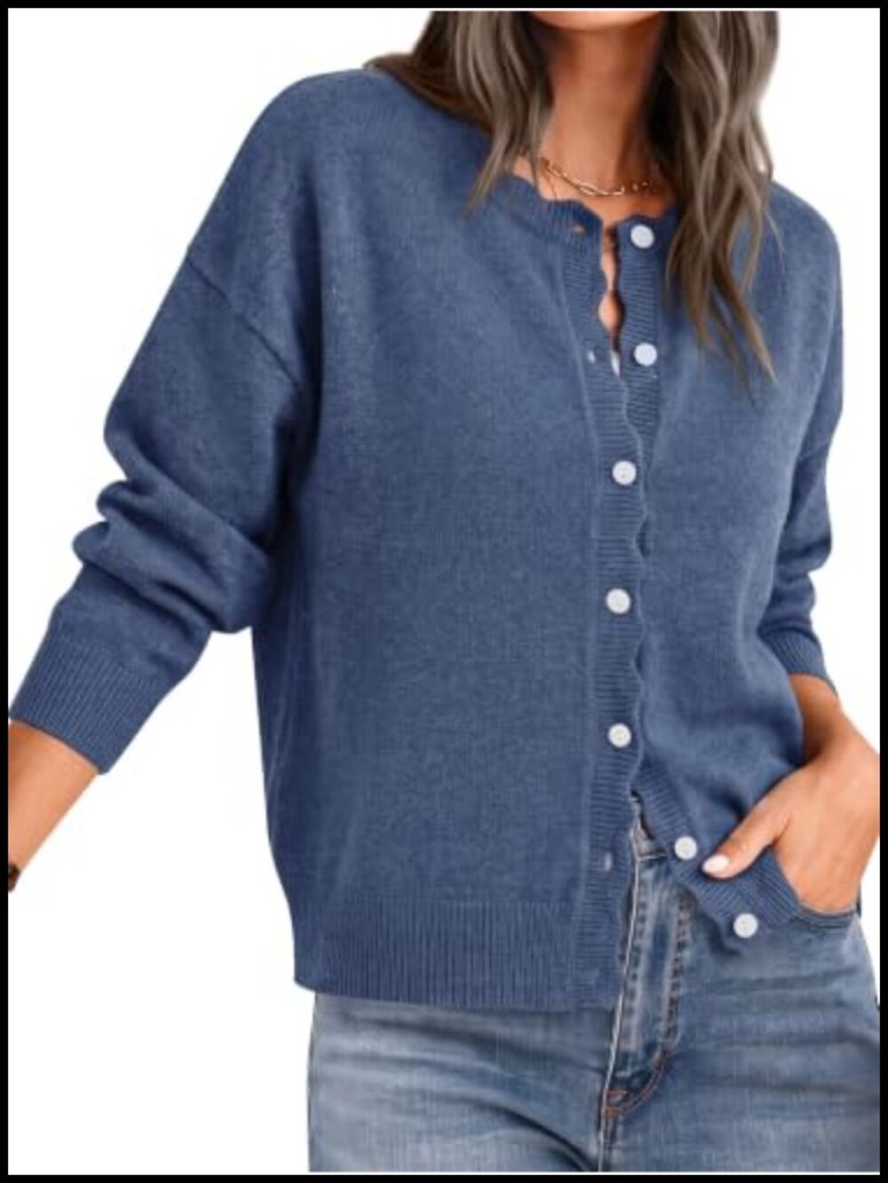 Cozy Knit Button Down Crew Neck Cardigan Sweater
